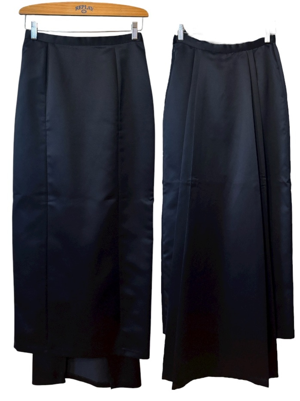 Vintage Scene 90s Y2K Black Satin Back Panel Train Maxi Skirt Size 9/10